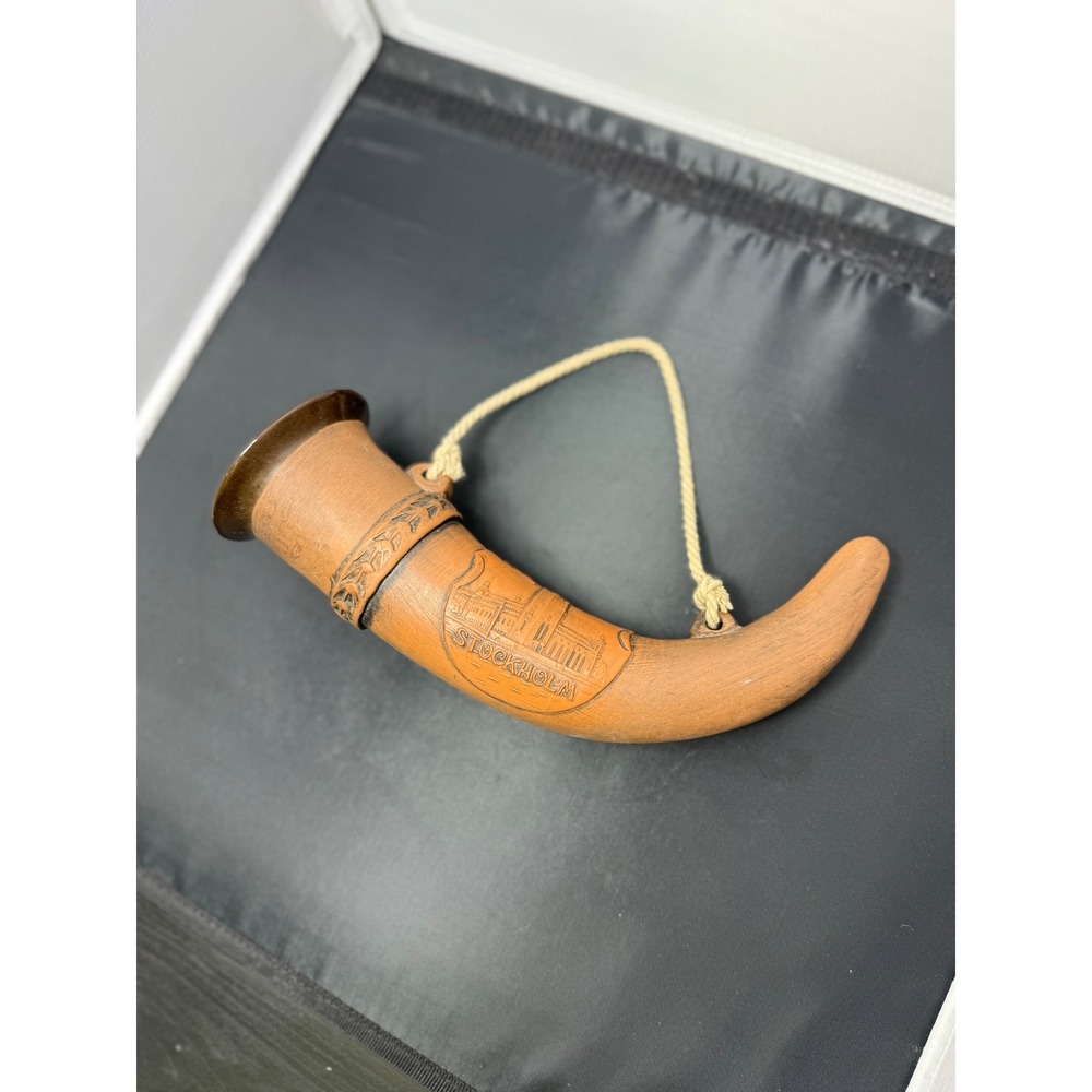 Vintage Stockholm Sweden Souvenir Horn Wall Hanging Nordic tourism memorabilia - Picture 7 of 7